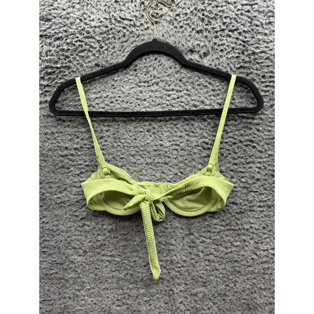 Monday Swimwear Textured Underwire Bikini Set Green Womens Size Top P Bottom M